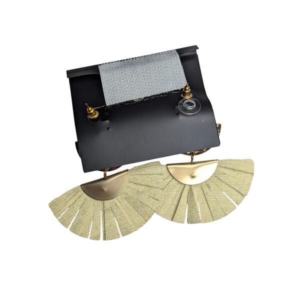 Pink Beaded Faux Leather Fan Earrings Dangle Boho Chic - Picture 4 of 5